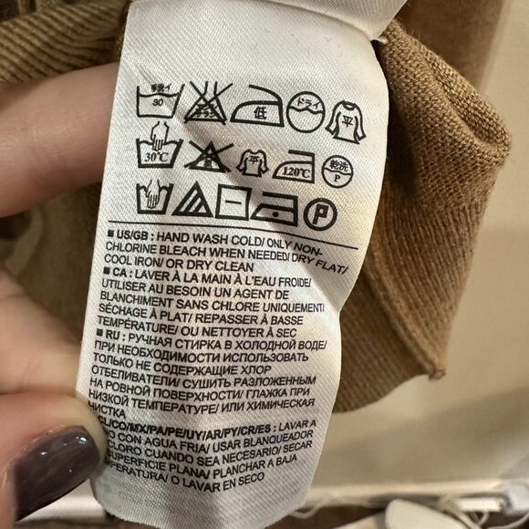 Banana Republic Forever V Neck Sweater Womens Large Silk Cashmere Tan Work - Picture 7 of 8